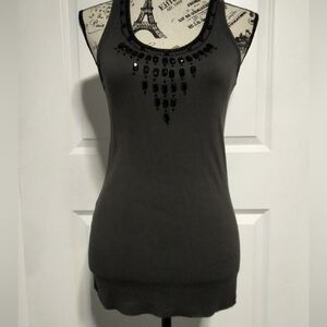 Royal Love Charcoal Embellished Tank Top